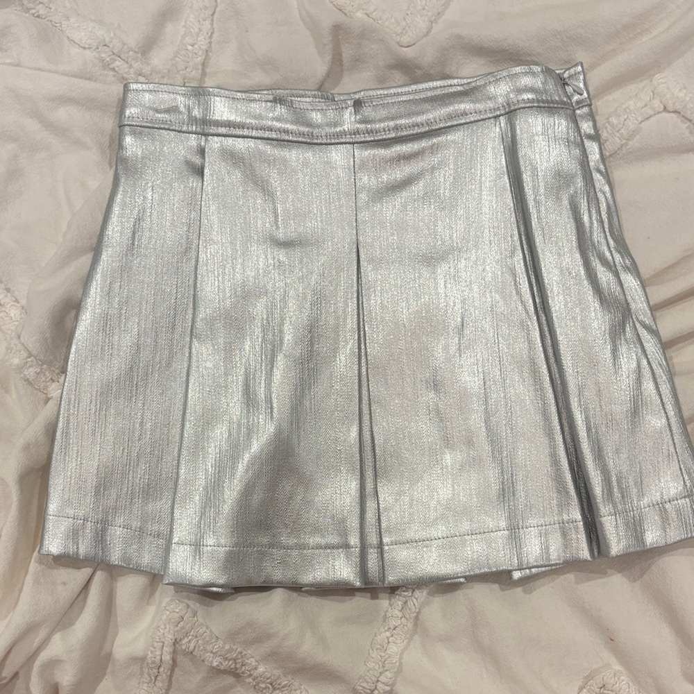 Zara Shimmering Silver Pleaded Skirt